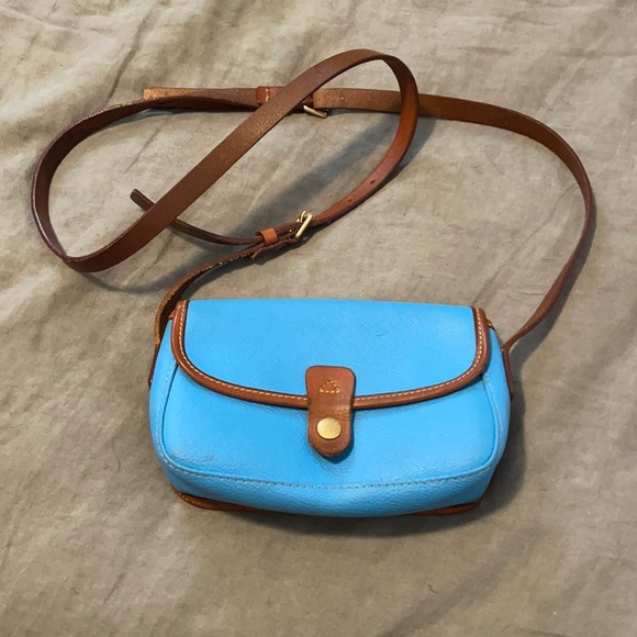 Authentic Dooney and Bourke Blue & Brown Crossbody Purse - Picture 1 of 7